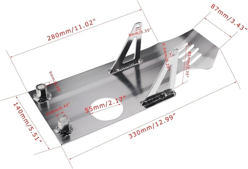 New Olym Aluminum Foot Start Engine Skid Plate for XR50 XR70 Lifan YX SSR110 125 Thumpstar Coolster Apollo Kymco GMX NXD Demonx TaoTaoDB17 50cc 70cc 90cc 110cc 125cc 140cc 150cc Pit Dirt Bike Silver - Image 2
